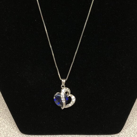 925 Blue Stone Necklace   ** - Picture 2 of 5